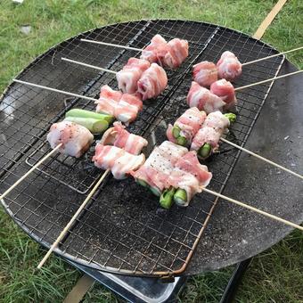 BBQにアスパラバタ