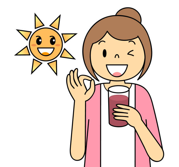 野菜ジュースを飲むカップルのイラスト素材・ベクター Image 63386934